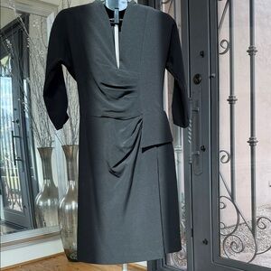 Black Halo Draped Black Long Sleeve Dress